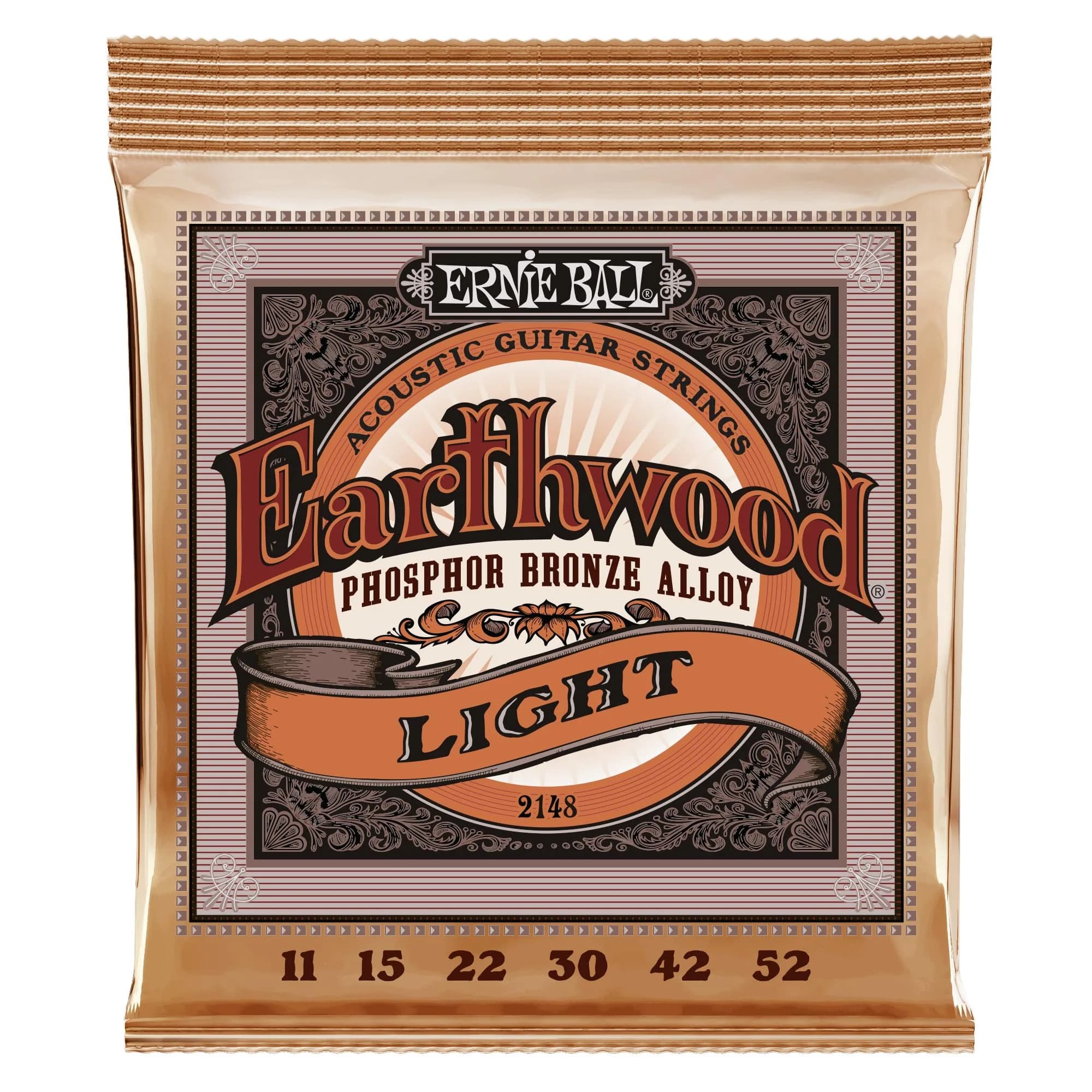 Ernie Ball Earthwood Extra Light Phosphor Bronze Acoustic Guitar Strings, 10-50 Gauge (1 Set) | Warm Tone, Easy Playability — Single Pack / Light (11-52)