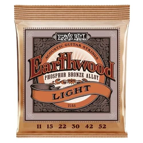Ernie Ball Earthwood Light Phosphor Bronze Acoustic Guitar Strings 11-52 Gauge | Warm Rich Tone thumbnail 1