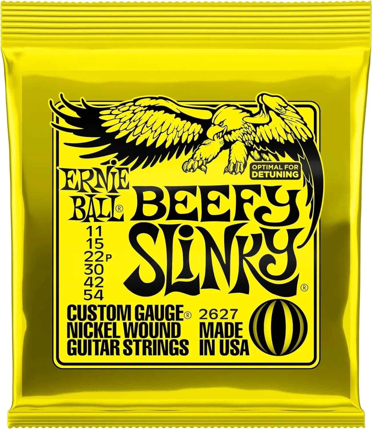 Ernie Ball Beefy Slinky Nickel Wound Electric Guitar Strings, 11-54 Gauge (P02627) | Long-lasting, optimal for detuning, USA import - main product image