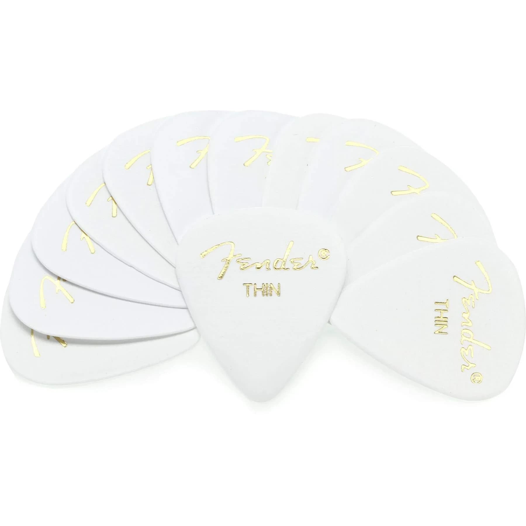 Fender Premium Celluloid Guitar Picks 351 Shape, Ocean Turquoise, Medium, 12-Pack | Classic Feel for All Guitarists — White