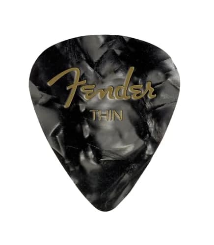 Fender Premium Celluloid Guitar Picks 351 Shape, Black Moto, Thin | Classic feel, high-performance flexibility thumbnail 1