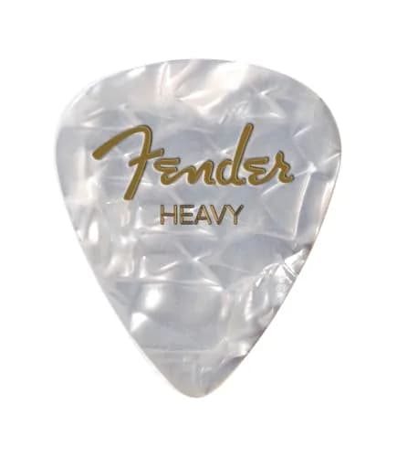Fender Premium Celluloid Guitar Picks 351 Shape, White Moto, Heavy | Classic feel, durable, perfect for versatile styles thumbnail 1