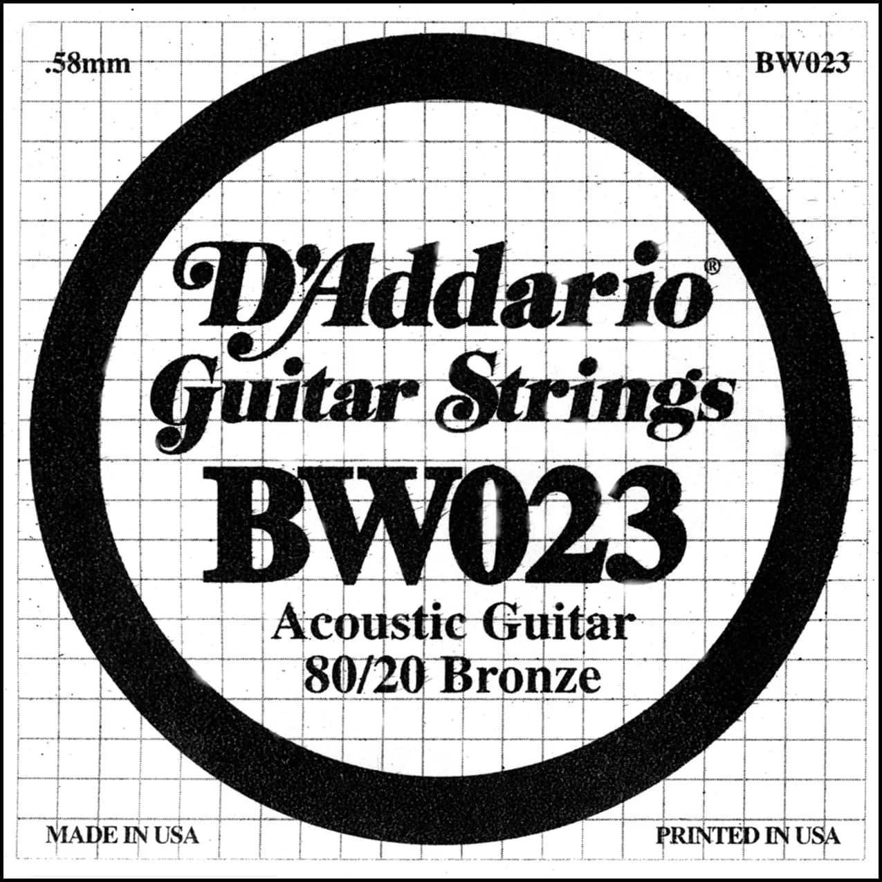 D'Addario BW024 Bronze Wound Acoustic Guitar Single String, .024 Gauge — .023 gauge