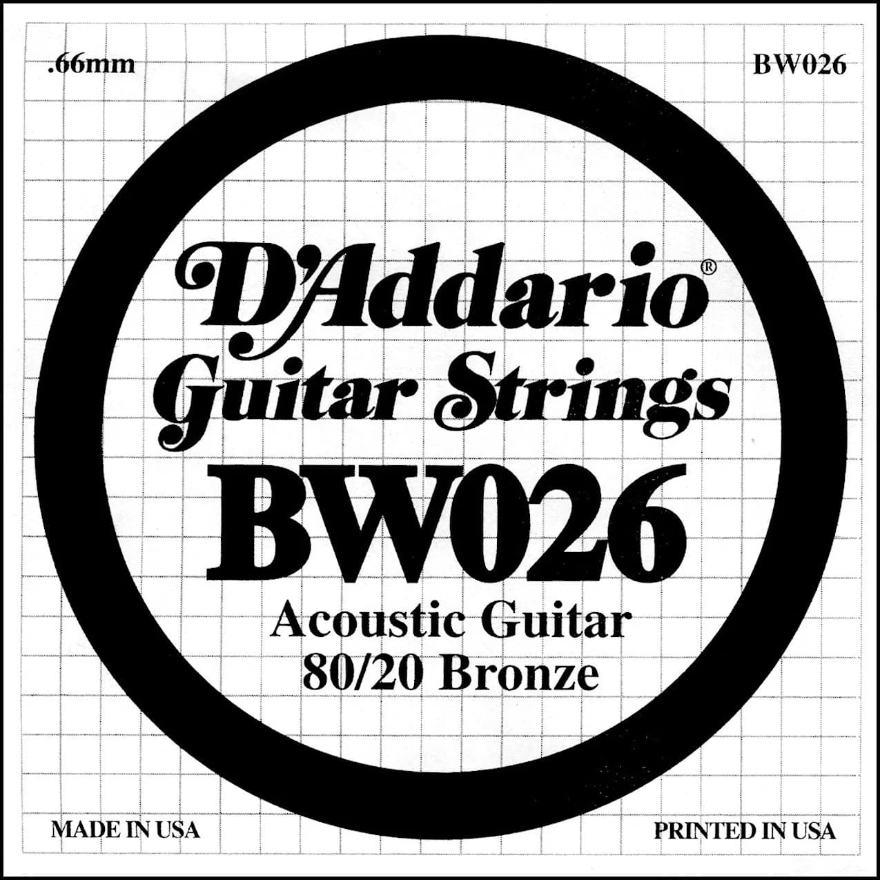 D'Addario BW024 Bronze Wound Acoustic Guitar Single String, .024 Gauge — Bronze