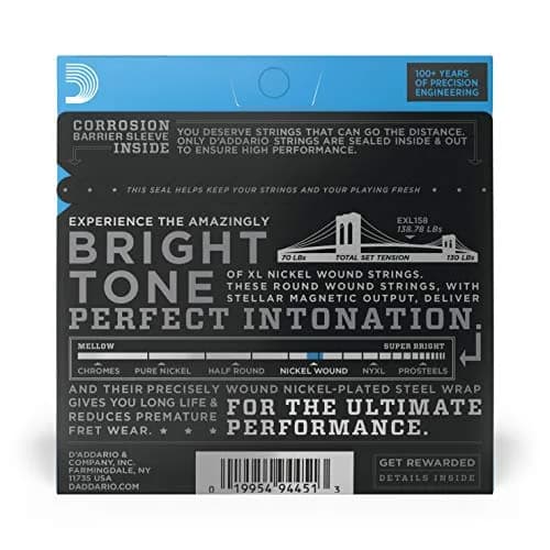 D'Addario XL Nickel EXL158 Baritone Electric Guitar Strings 13-62 (0.33-1.57 mm) | Bright Tone & Perfect Intonation thumbnail 2