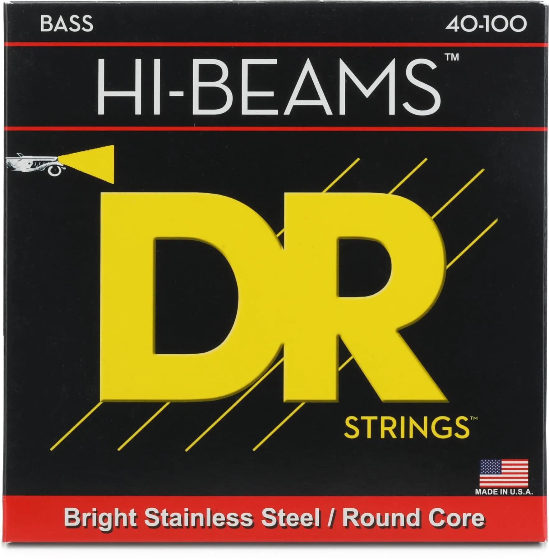 DR Strings HI-BEAM™ Stainless Steel Bass Strings (40-100) | Bright, Long-Lasting, USA Wound - main product image