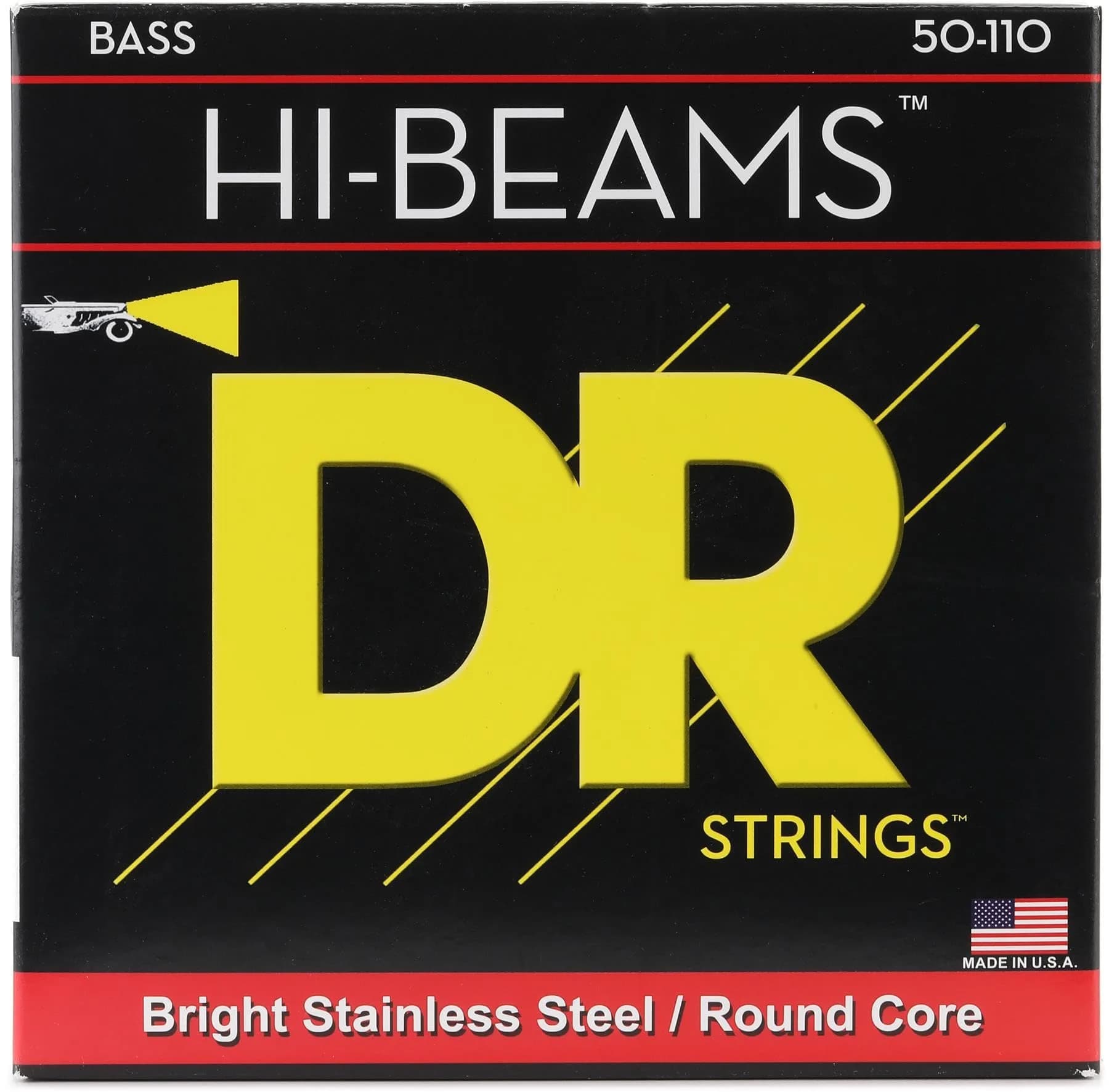DR Strings HI-BEAM™ Stainless Steel Bass Strings 40-95 | Bright, Versatile Tone for Bass Guitar — 4 Strings / 50-110