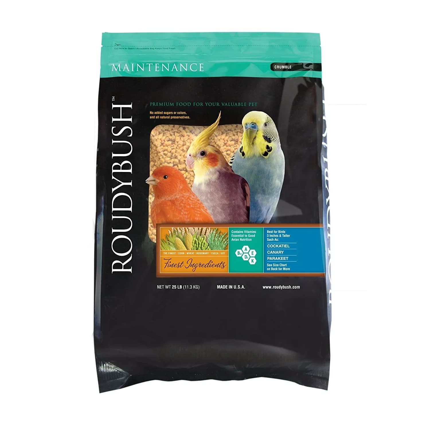 RoudyBush Daily Maintenance Bird Food Crumble Pellets 11.34 kg (25 lb) | Scientifically Formulated for All Life Stages