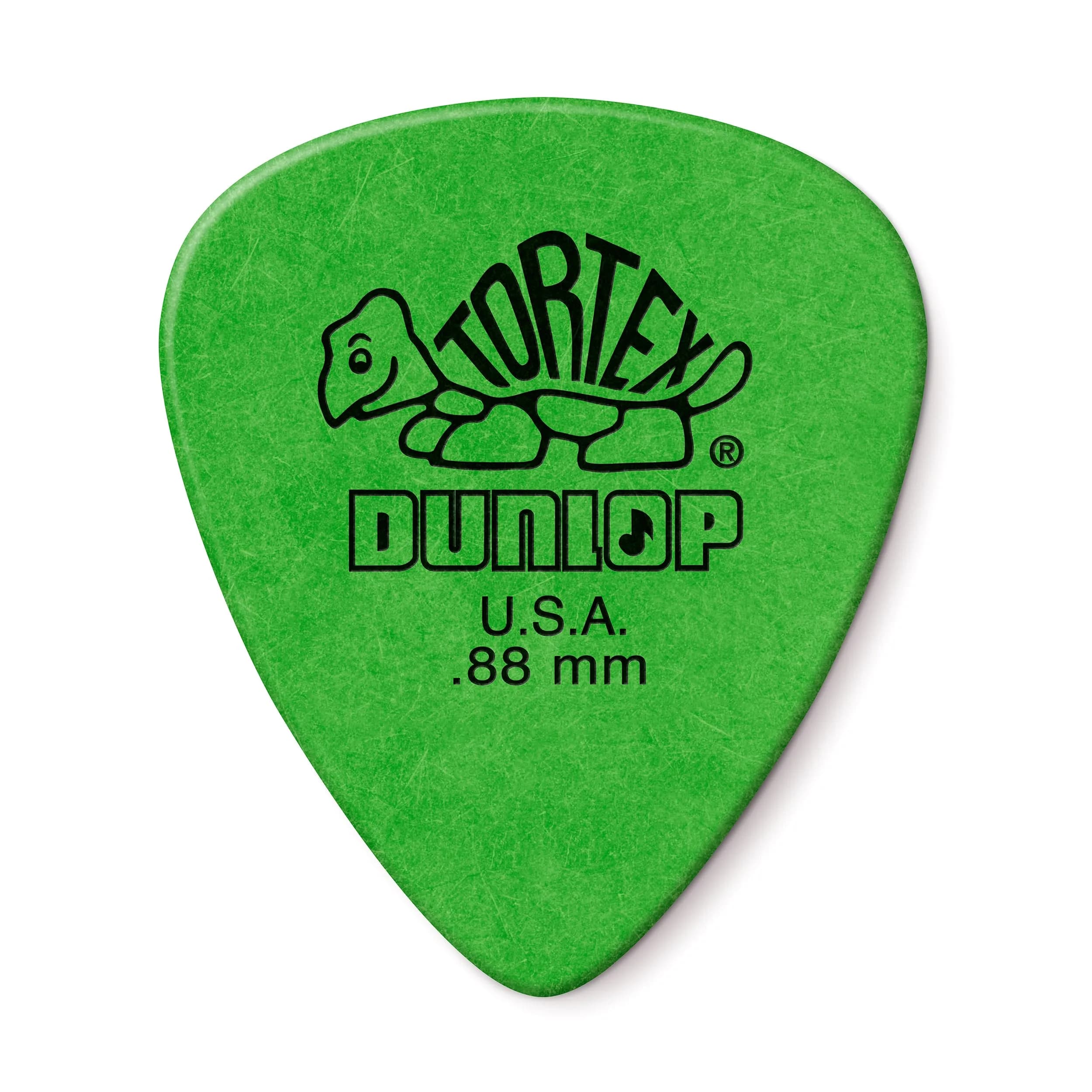 Jim Dunlop Tortex Standard .88mm Green Guitar Pick 12 Pack | Bright Snappy Attack for Versatile Tones - main product image
