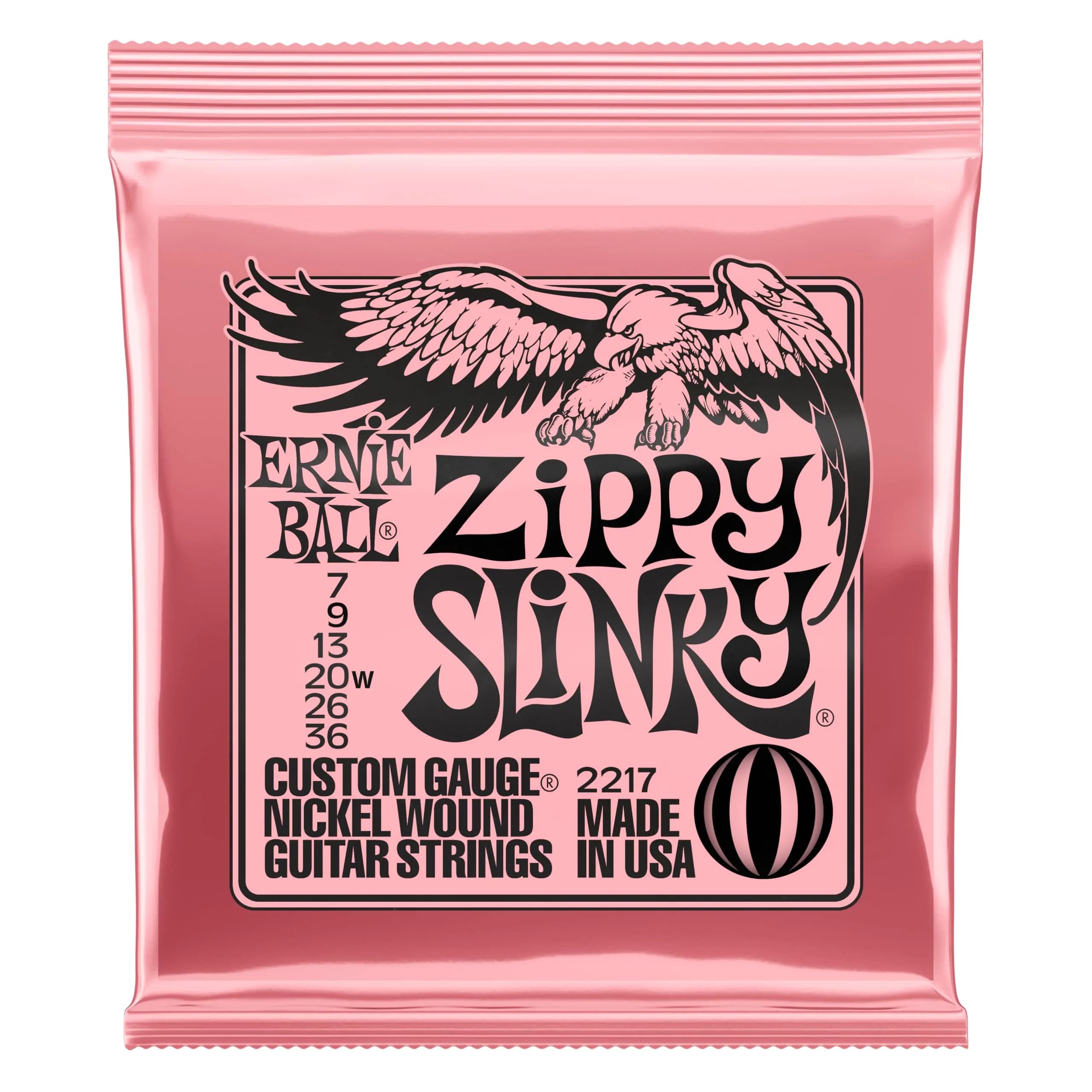 Ernie Ball Zippy Slinky Nickel Wound Electric Guitar Strings 7-36 Gauge (0.18-0.91mm) | Lightest Gauge for Snappy Tone