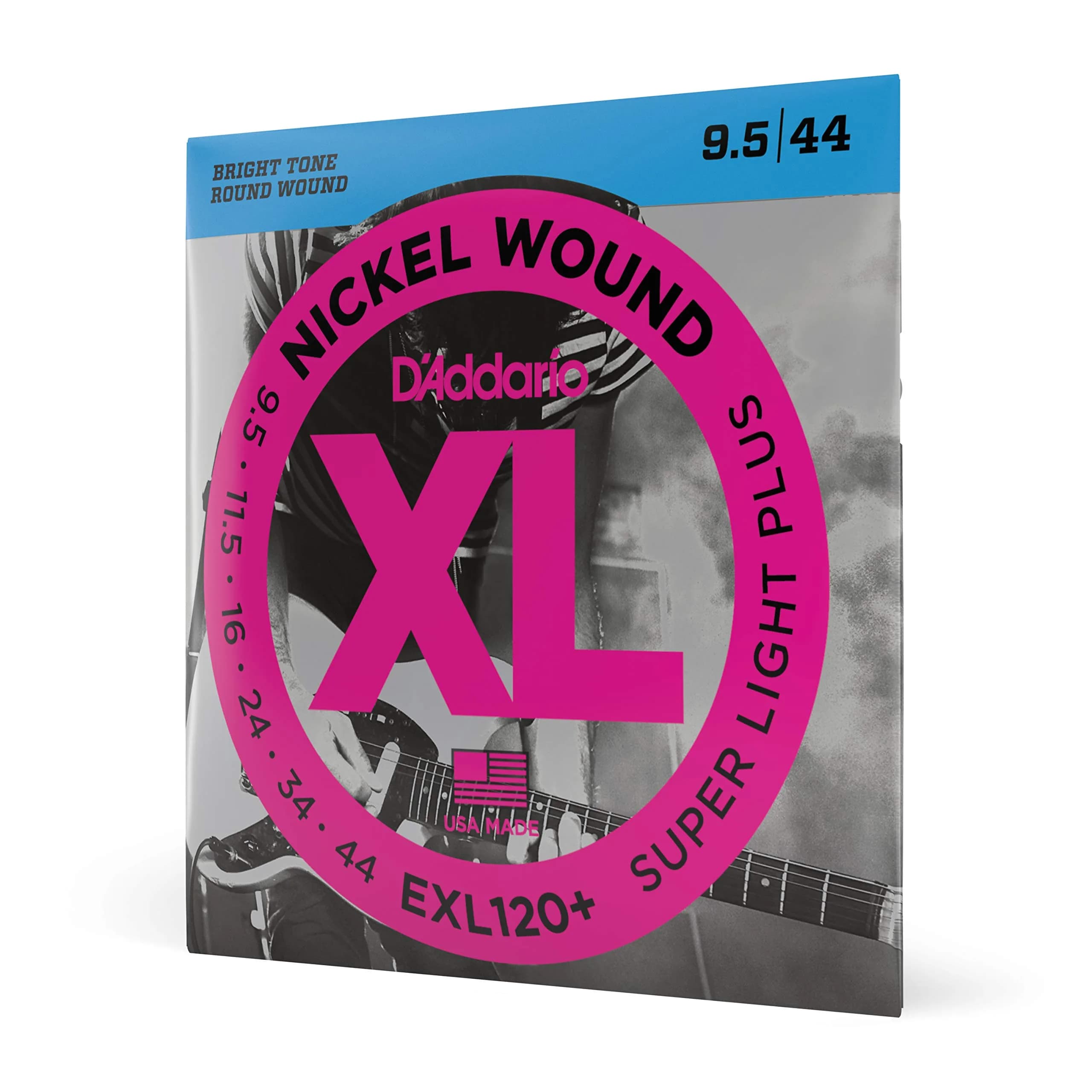 D'Addario XL Nickel EXL120+ Electric Guitar Strings 9.5-44 (2.69mm-1.12mm) | Bright Tone, Perfect Intonation