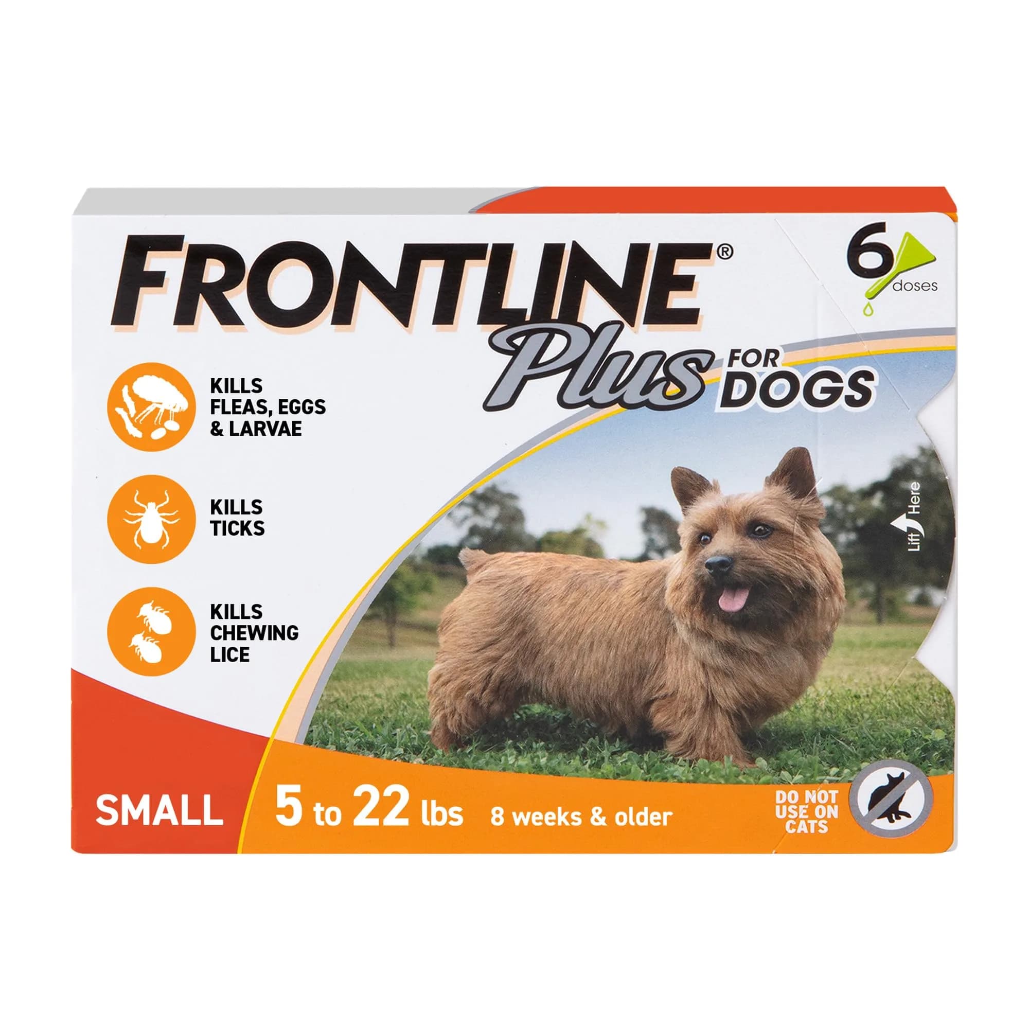 Frontline Flea & Tick Spot Treatment for Small Dogs 5-22 lbs. | Waterproof, Fast-Acting, 6 Doses - main product image