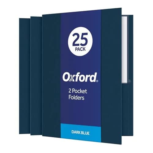 Oxford Twin-Pocket Folder, Textured Paper, Letter Size, Dark Blue | Holds 100 Sheets, Box of 25 thumbnail 1