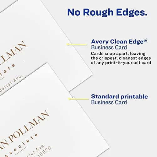 Avery Clean Edge Printable Business Cards 1000 Cards | 2" x 3.5" White Inkjet Cards thumbnail 4