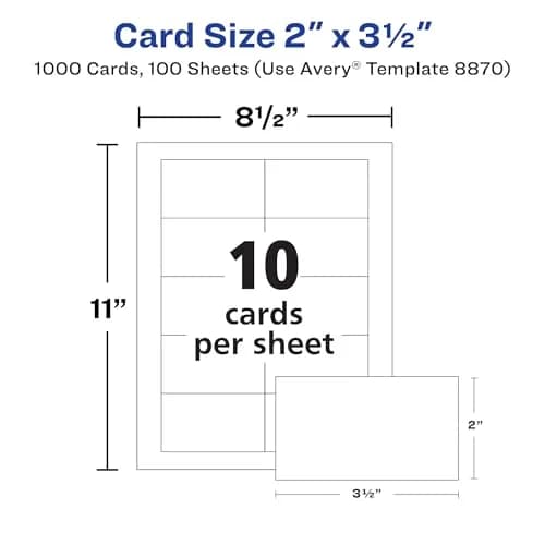 Avery Clean Edge Printable Business Cards 1000 Cards | 2" x 3.5" White Inkjet Cards thumbnail 9