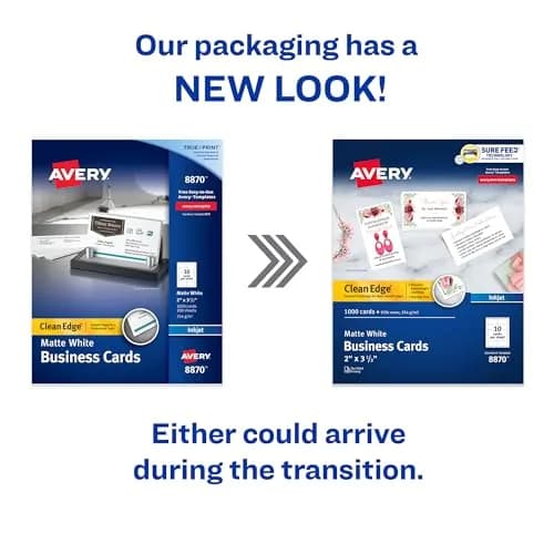 Avery Clean Edge Printable Business Cards 1000 Cards | 2" x 3.5" White Inkjet Cards thumbnail 2