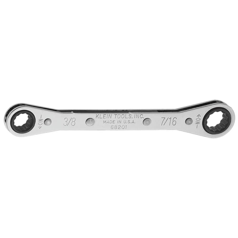 Klein Tools 68203 Standard Reverse Ratcheting Box Wrench 5/8-Inch x 11/16-Inch | Chrome-Plated Alloy Steel — 3/8 X 7/16 Inch