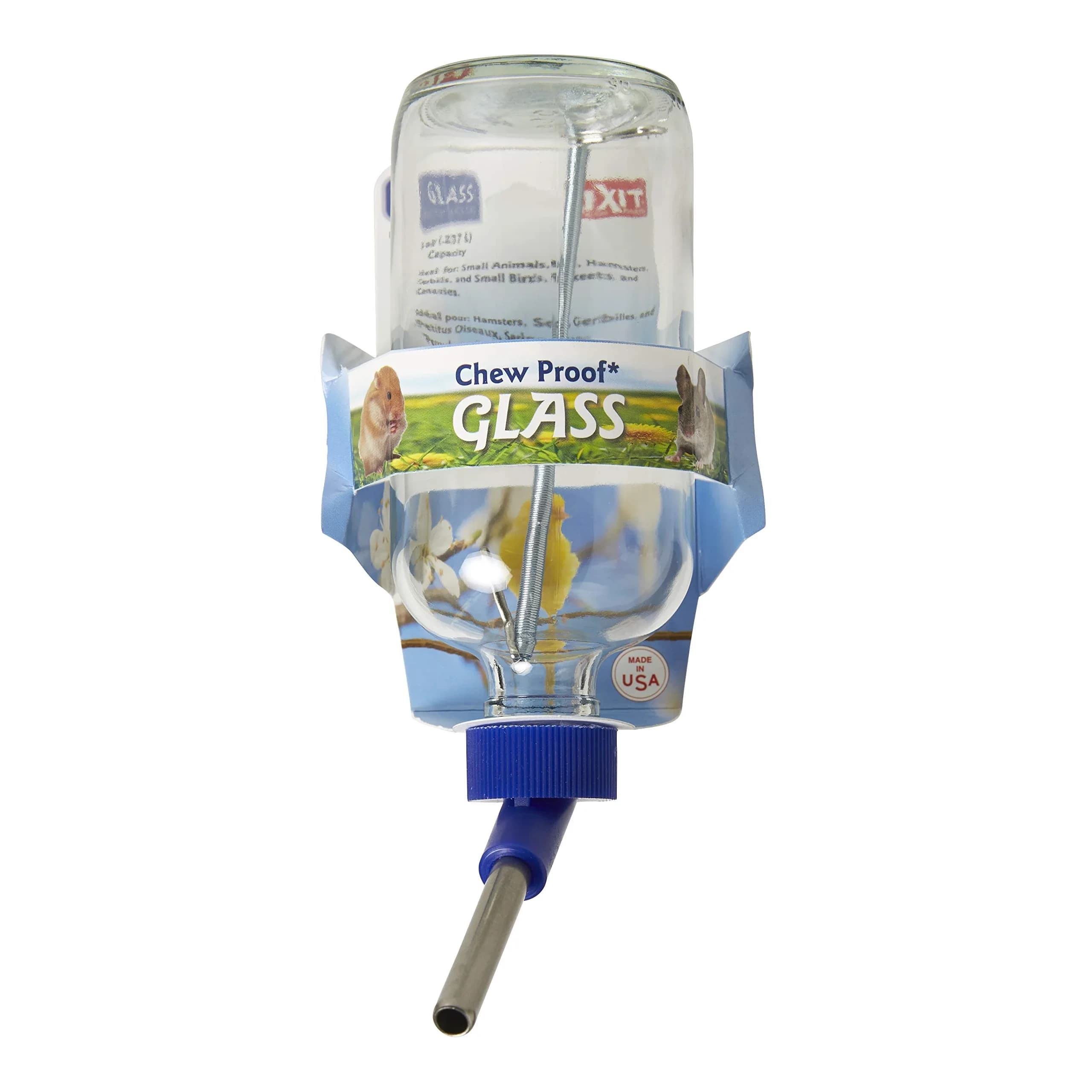 Lixit Glass Bird and Small Animal Water Bottle 240ml (8 fl oz) | Chew-Proof Design - main product image