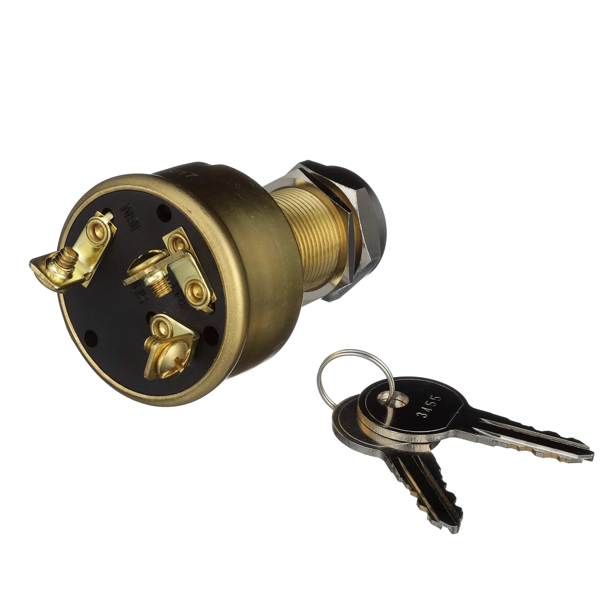 Seachoice 3-Position Heavy Duty Ignition Starter Switch | Brass, 1-7/32" Mount, 3 Terminals - main product image