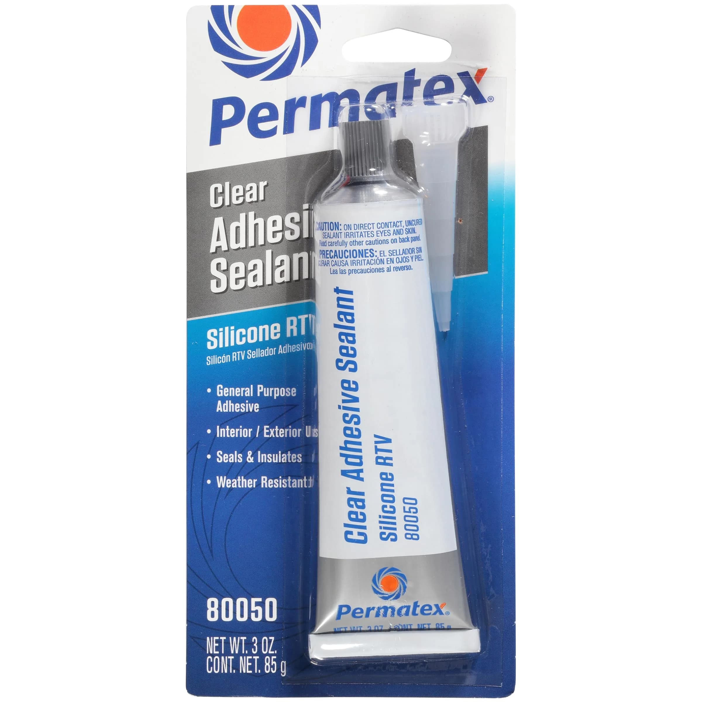 Permatex Clear RTV Silicone Adhesive Sealant 3 oz | Waterproof, Flexible, Indoor & Outdoor Bonding - main product image