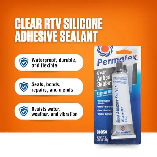 Permatex Clear RTV Silicone Adhesive Sealant 3 oz | Waterproof, Flexible, Indoor & Outdoor Bonding thumbnail 2