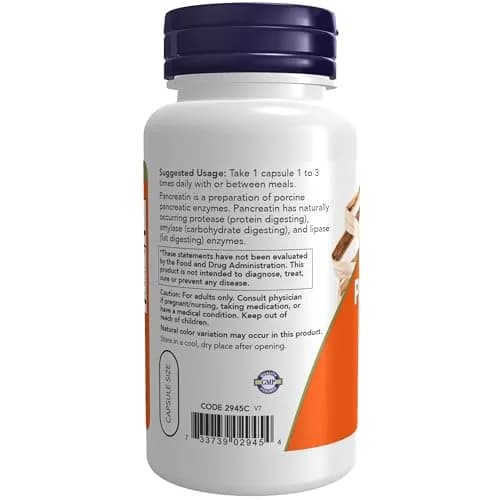 Now Foods Pancreatin 2000mg Capsules | Digestive Support for Adults in India thumbnail 3