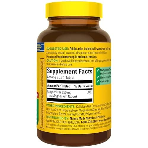 Nature Made Magnesium Oxide 250 mg Tablets | 200 Count (Pack of 1) thumbnail 8