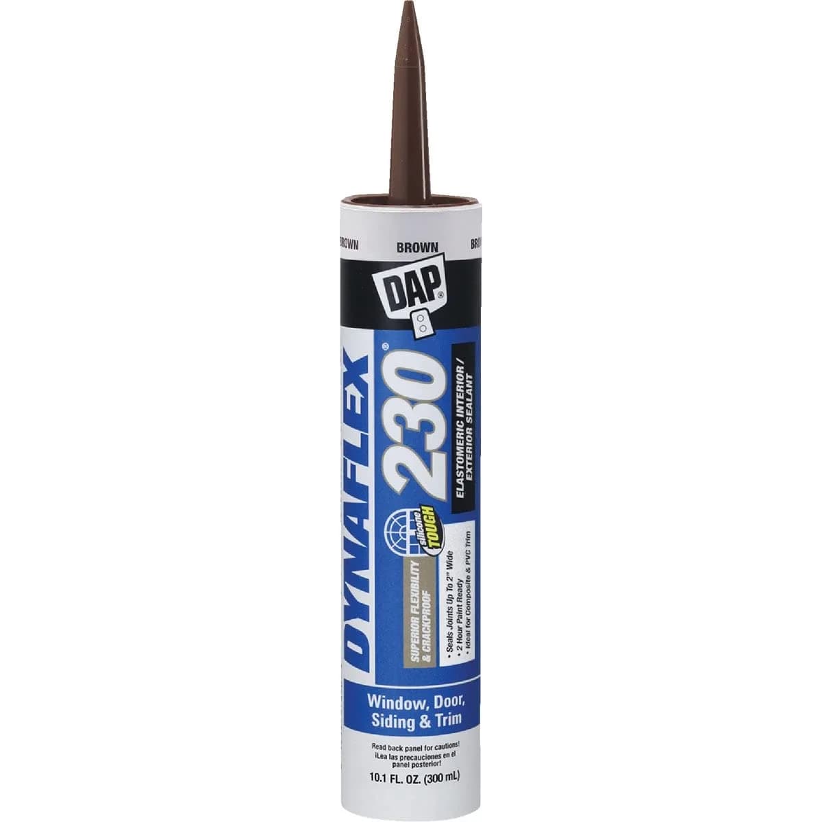 DAP Dynaflex 230 Premium Elastomeric Sealant, Brown, 10.1 Oz | Waterproof, Flexible, Paintable - main product image