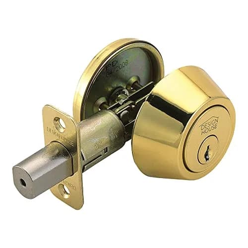 Design House Pro Series Single Cylinder Deadbolt Polished Brass | Residential Grade-3 Security thumbnail 1