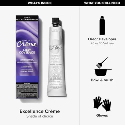 L'Oréal Technique Excellence Crème Permanent Hair Color 10 Lightest Natural Blonde 50ml (1.74 Fl Oz) | Superb Gray Coverage thumbnail 4