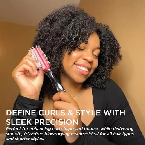 Denman D14 Curly Hair Brush 5-Row Styling Brush Black/Red | Detangles, Defines Curls, Smooths Frizz thumbnail 5