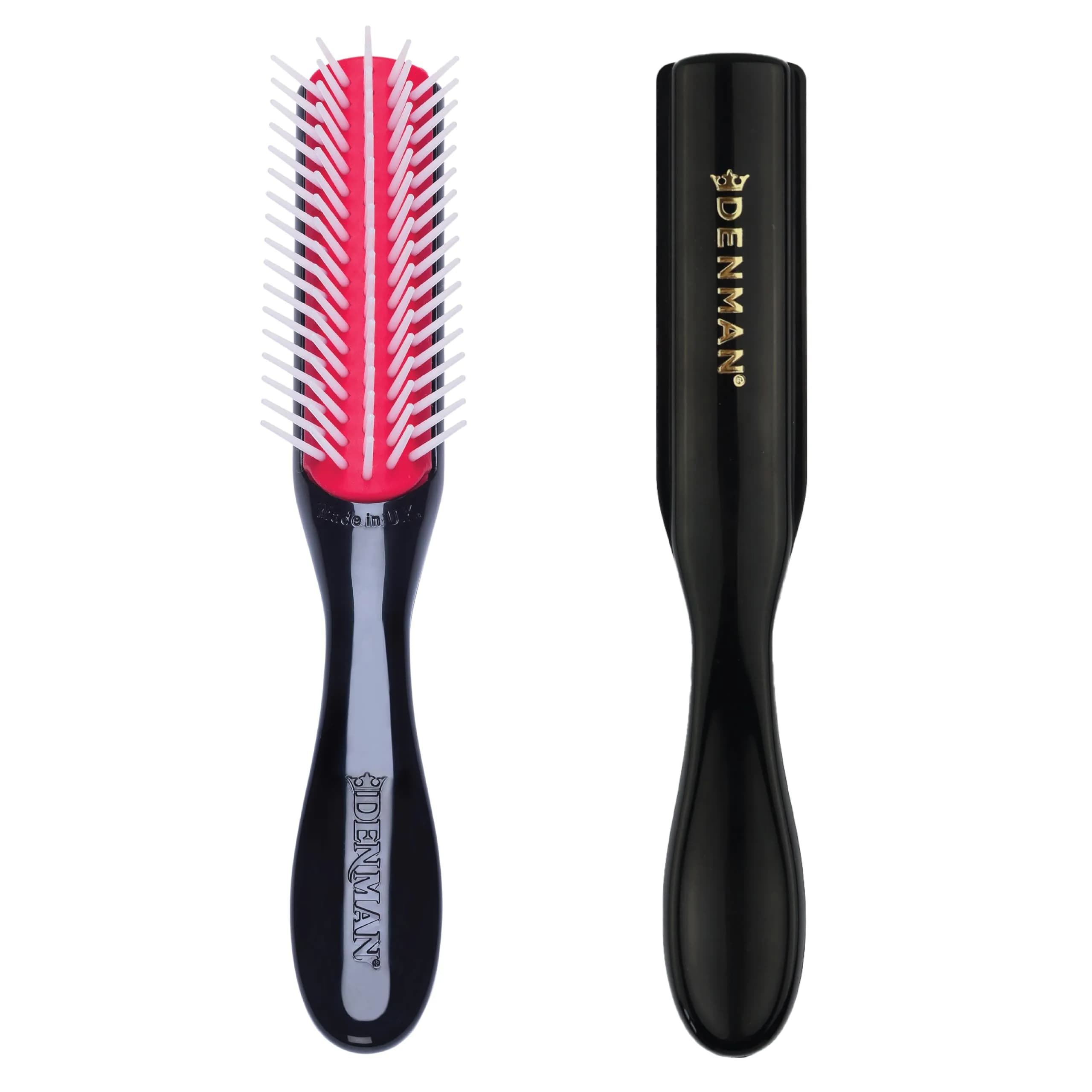 Denman D14 Curly Hair Brush 5-Row Styling Brush Black/Red | Detangles, Defines Curls, Smooths Frizz