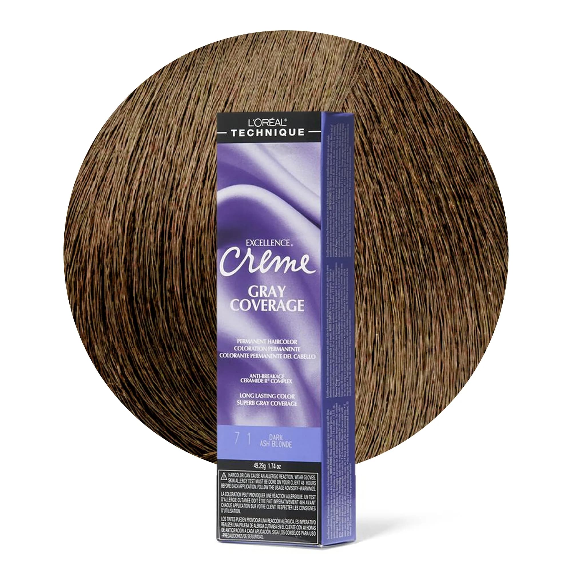 L'Oréal Technique Excellence Crème Permanent Hair Color – 7.1 Dark Ash Blonde | Superb Gray Coverage — 7.1 Dark Ash Blonde
