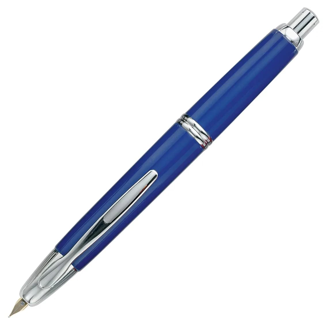 PILOT Vanishing Point Collection Retractable Fountain Pen, Blue Barrel with Rhodium Accents, Blue Ink, Fine Nib (18K Gold) | Smooth Ink Flow — Blue/Rhodium