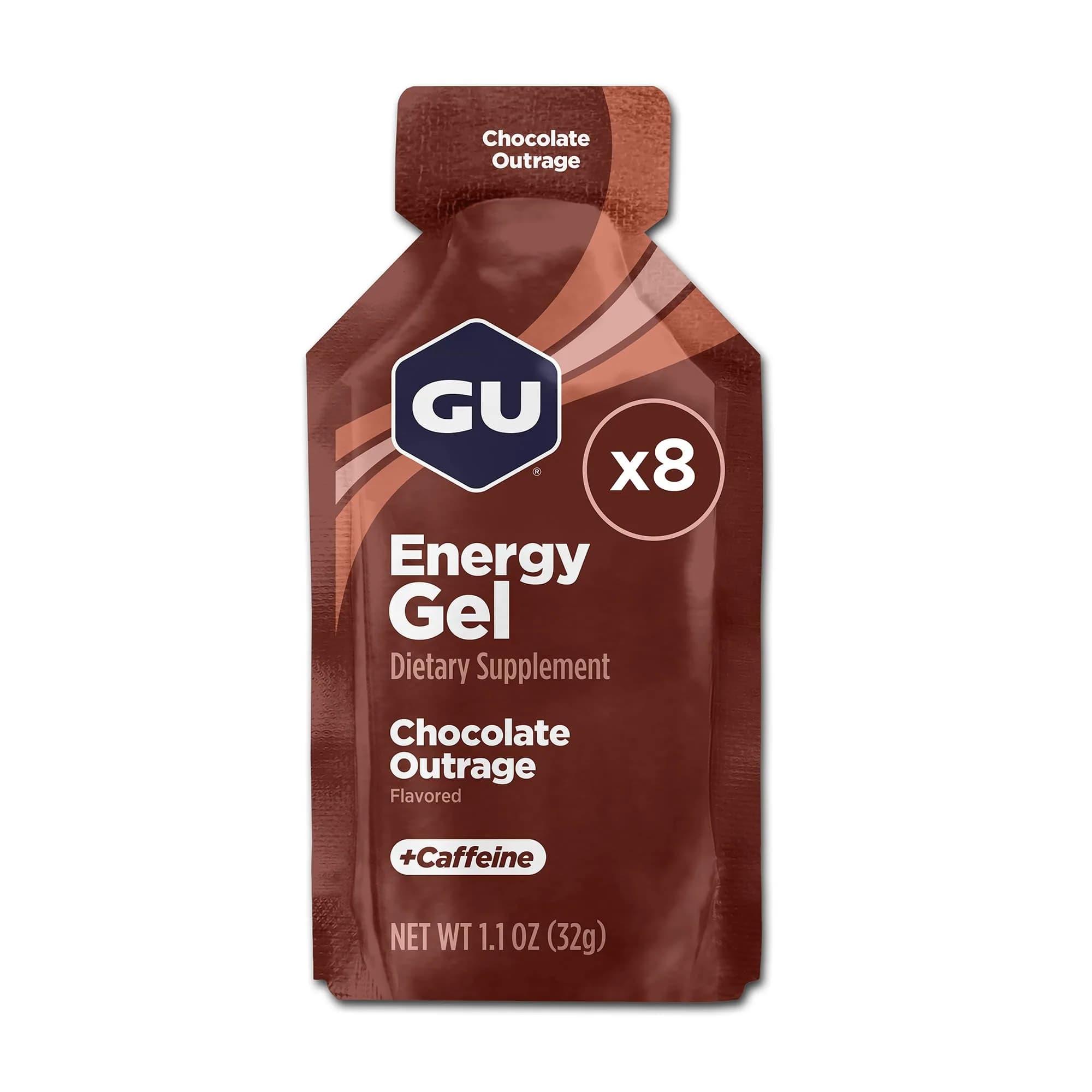 GU Energy Chocolate Outrage Energy Gel 32g (1.1 oz) | Dual-Source Carbs for Sustained Energy