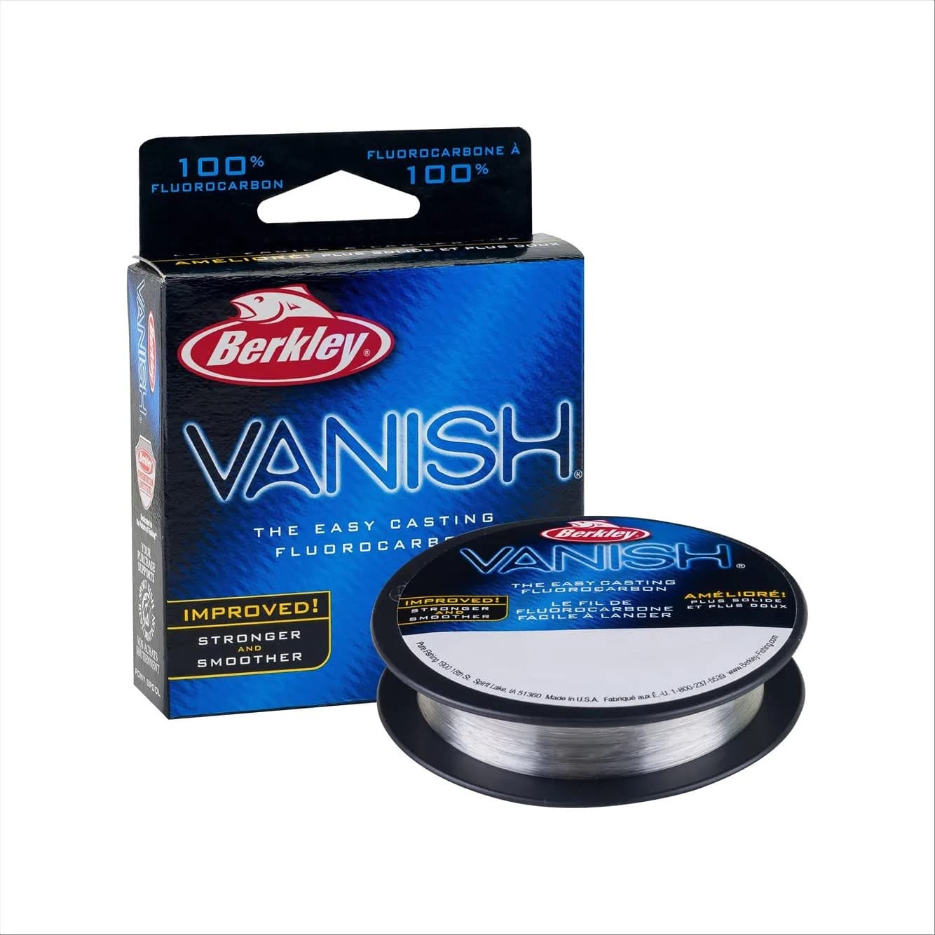 Berkley Vanish Fluorocarbon Fishing Line 8lb (3.6kg) | 250yd (228m) Clear, Invisible Underwater — Clear - Vanish