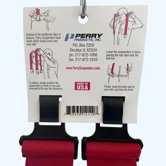 PERRY SUSPENDERS™ 2" Original Suspenders, Red | Durable Belt Hook Design for All-Day Comfort thumbnail 4