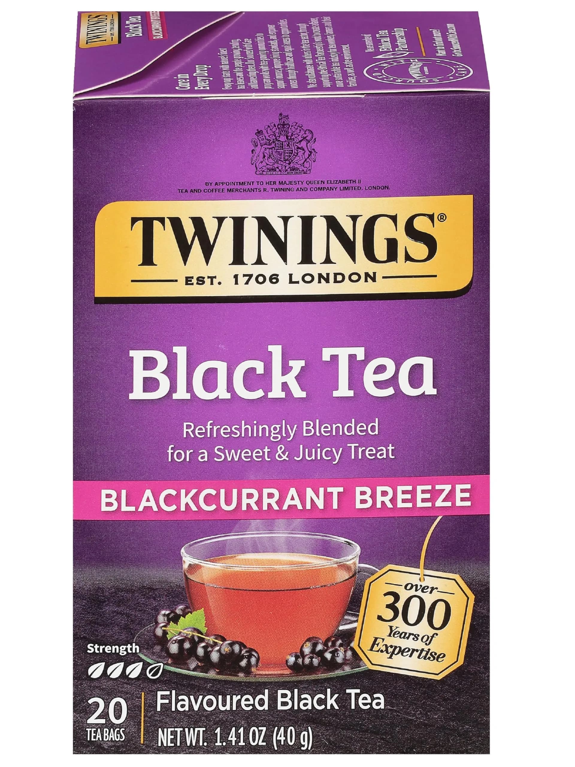 Twinings Blackcurrant Breeze Black Tea Bags 20 | Fruity & Caffeinated