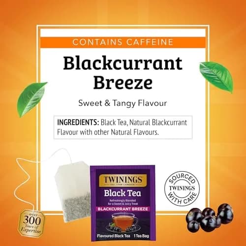 Twinings Blackcurrant Breeze Black Tea Bags 20 | Fruity & Caffeinated thumbnail 4