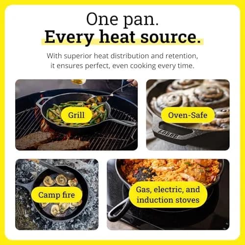 Lodge Seasoned Cast Iron Skillet 6.5 Inch | Naturally Non-Stick Cookware for Oven, Stove, Grill, Campfire thumbnail 5