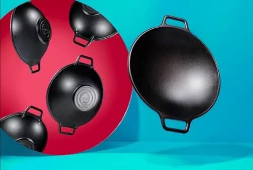 Lodge Bold 14 Inch Seasoned Cast Iron Wok | 3.0 L (101.4 Fl Oz) Stir-Fry Pan thumbnail 2