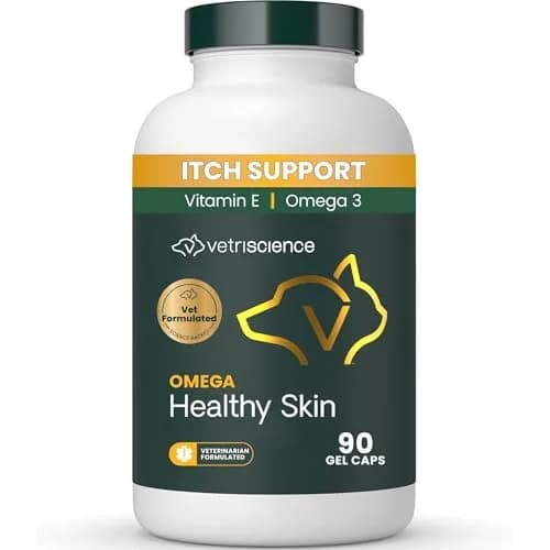 VetriScience Omega Healthy Skin Capsules for Dogs and Cats, 90 Count | Supports Skin Health & Reduces Itching thumbnail 1
