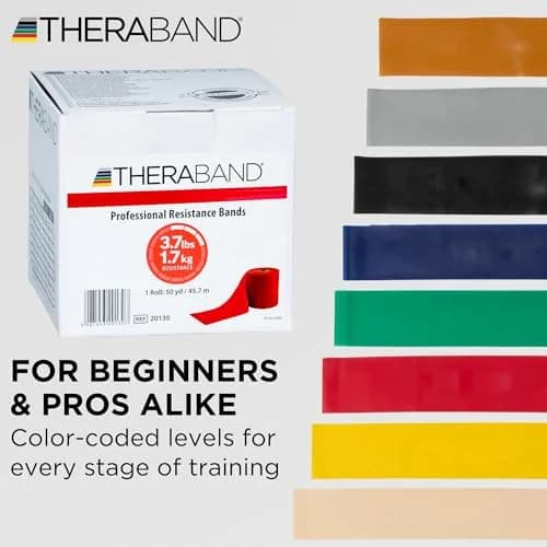 THERABAND Resistance Band Roll, Medium Red, 45.7m (50 Yard) | Professional Grade Latex for Strength & Flexibility thumbnail 7