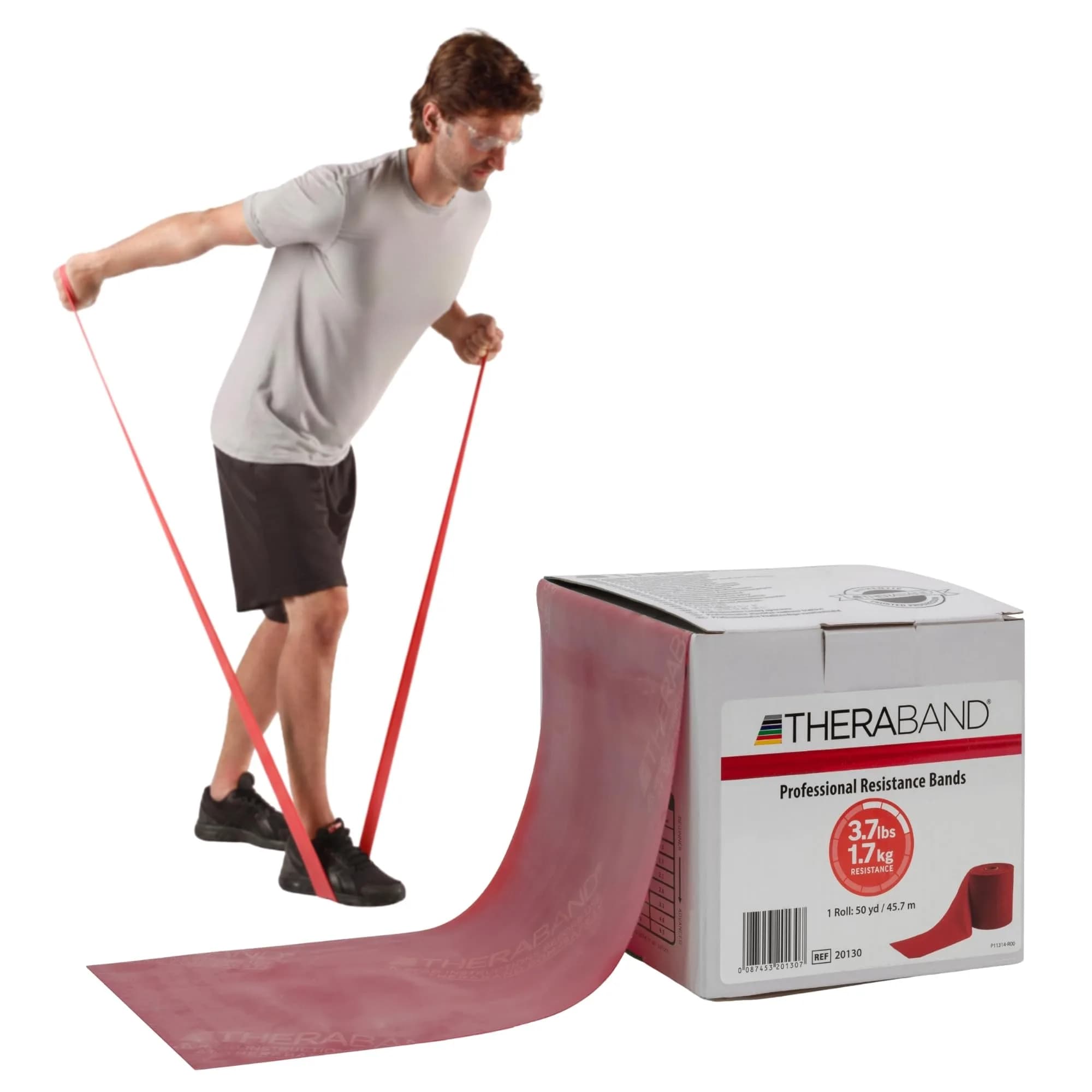 THERABAND Heavy Resistance Latex Exercise Band Roll 50 Yards (4570 cm) | Professional Grade for Strength & Flexibility — Red | Medium