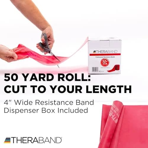 THERABAND Resistance Band Roll, Medium Red, 45.7m (50 Yard) | Professional Grade Latex for Strength & Flexibility thumbnail 2