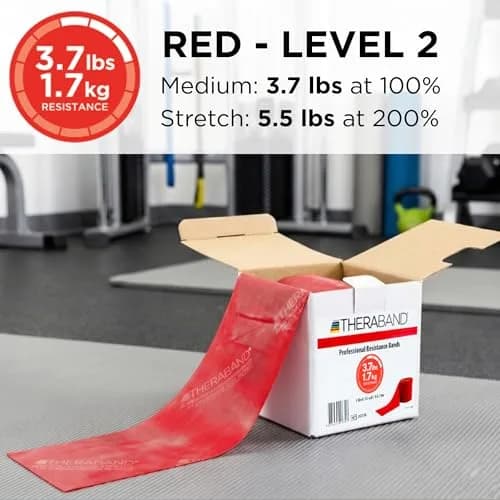 THERABAND Resistance Band Roll, Medium Red, 45.7m (50 Yard) | Professional Grade Latex for Strength & Flexibility thumbnail 3
