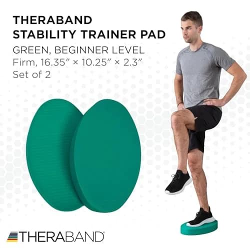 THERABAND Stability Trainer Pad, Foam Balance Pad, Firm, Set of 2, Green | Improve Balance & Core Strength thumbnail 2