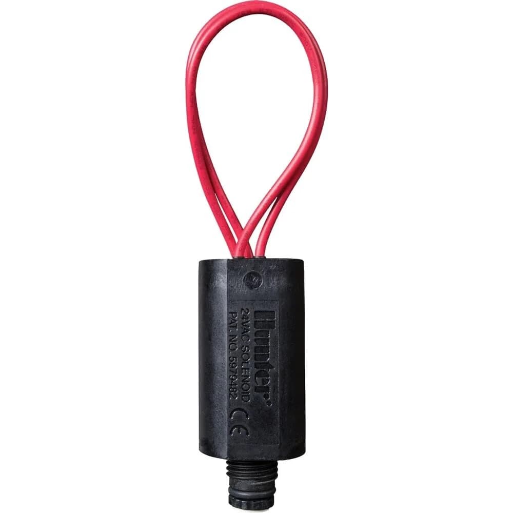 Hunter 24VAC Sprinkler Solenoid Replacement for Irrigation Valves | 1/2 inch Barb Inlet/Outlet, Black - main product image