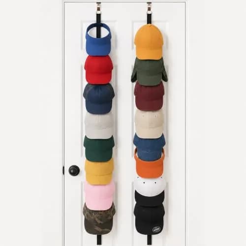 Jokari Over the Door Cap Rack Organizer 2 Pack Black | Holds Up to 32 Hats thumbnail 1