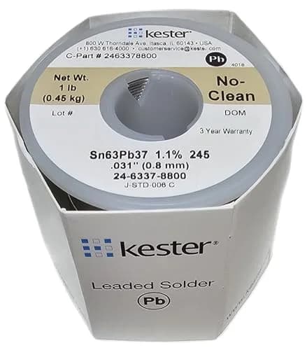Kester 24-6337-8800 50 Activated Rosin Cored Wire Solder Roll 63/37 Alloy | No-Clean, 0.031" Diameter thumbnail 1